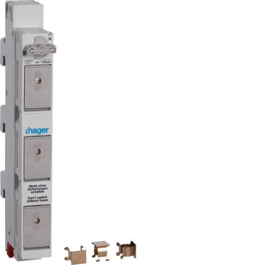 Lasttrennschalter für Sicherungen D02 63A 3polig 60mm Sammelschiene | Hager