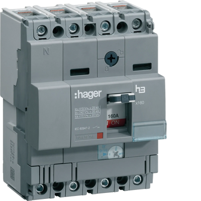 Leistungschalter h3 x160 TM ADJ 4P4D N0-100% 160A 25kA CTC | Hager