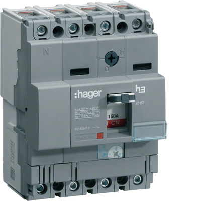 Leistungschalter h3 x160 TM ADJ 4P4D N0-100% 63A 25kA CTC | Hager