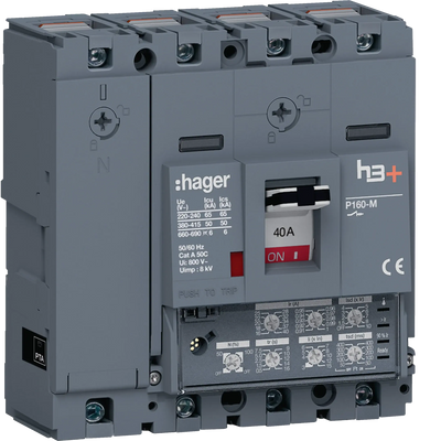 Leistungsschalter h3+ P160 LSI 4P4D N0-50-100% 40A 50kA CTC | Hager