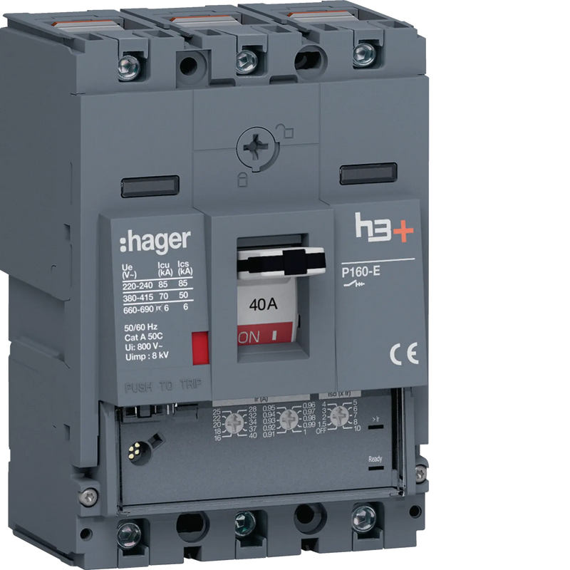 Leistungsschalter h3+ P160 LSnI 3P3D 40A 70kA CTC | Hager