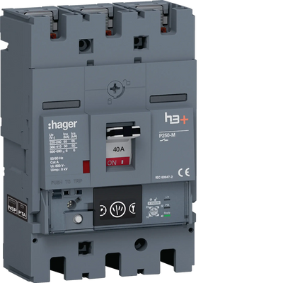 Leistungsschalter h3+ P250 Energy 3P3D 40A 50kA FTC | Hager