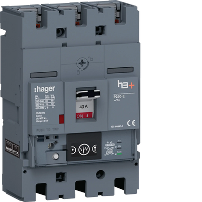 Leistungsschalter h3+ P250 Energy 3P3D 40A 70kA FTC | Hager