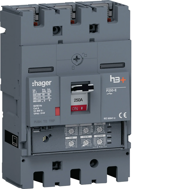 Leistungsschalter h3+ P250 LSI 3P3D 250A 70kA FTC | Hager