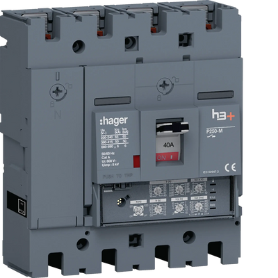 Leistungsschalter h3+ P250 LSI 4P4D N0-50-100% 40A 50kA FTC | Hager