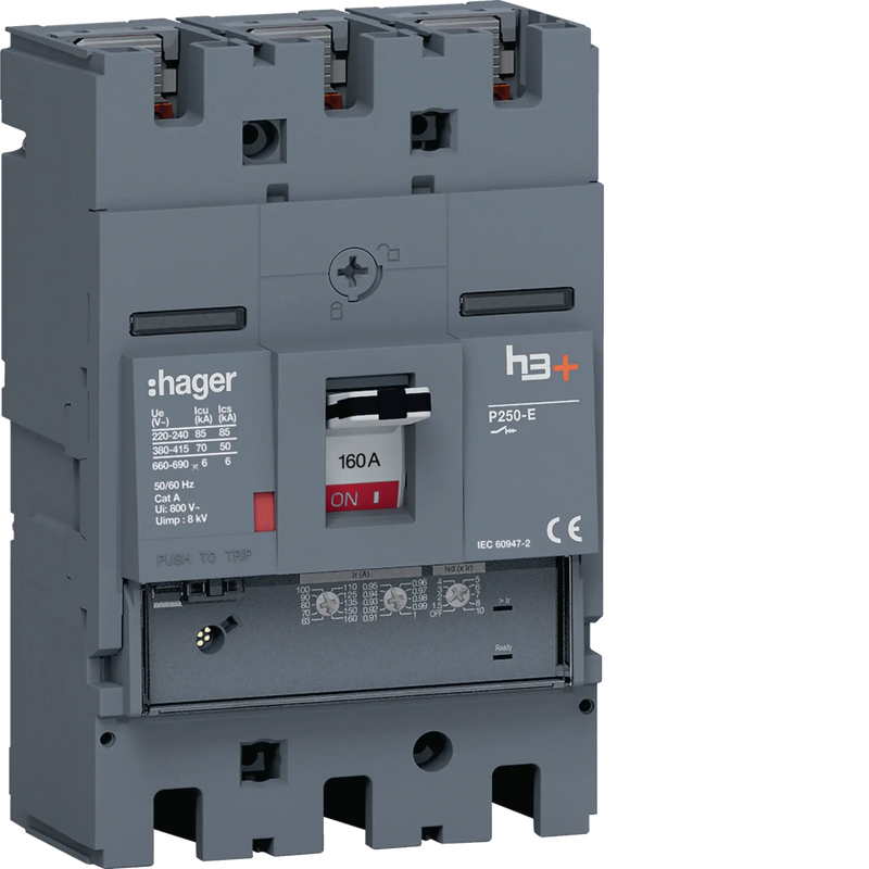 Leistungsschalter h3+ P250 LSnI 3P3D 160A 70kA FTC | Hager