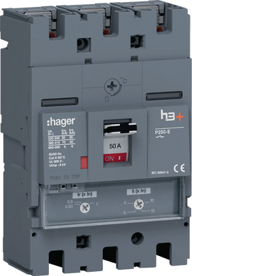 Leistungsschalter h3+ P250 TM ADJ 3P3D 50A 70kA FTC | Hager