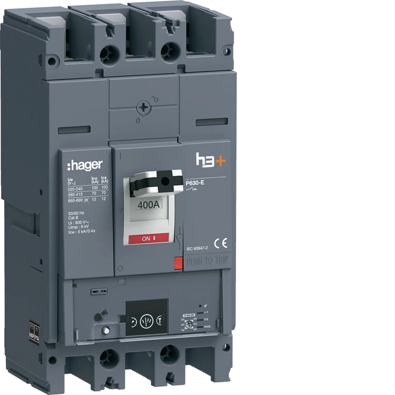 Leistungsschalter h3+ P630 Energy 3P3D 400A 70kA FTC | Hager
