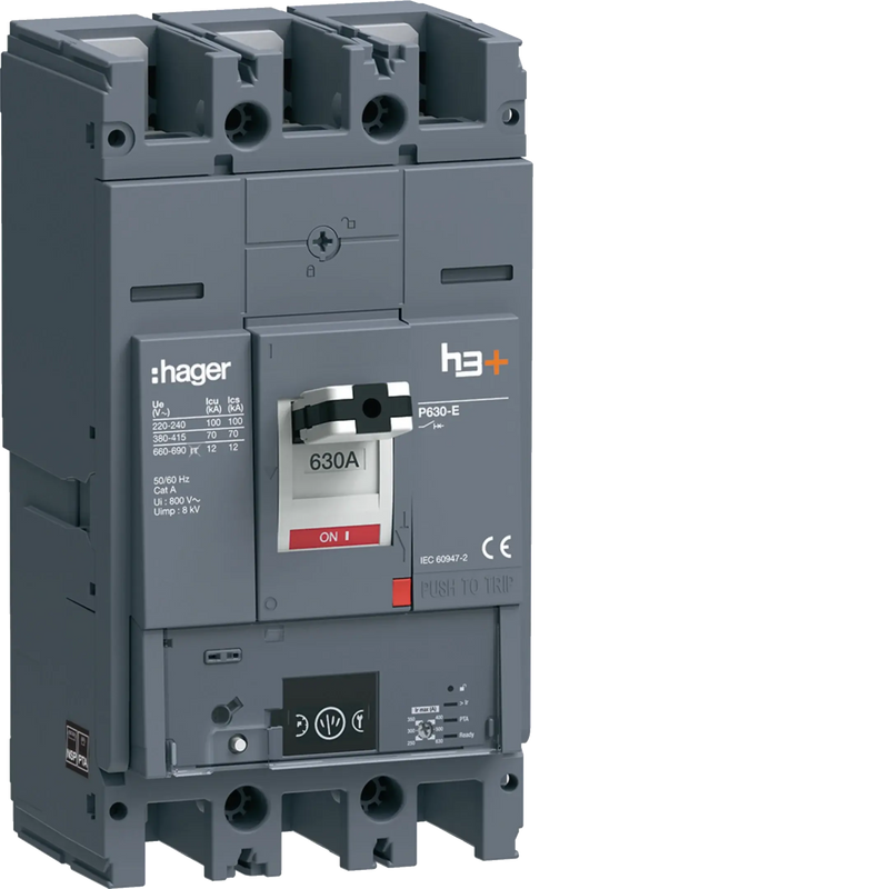 Leistungsschalter h3+ P630 Energy 3P3D 630A 70kA FTC | Hager
