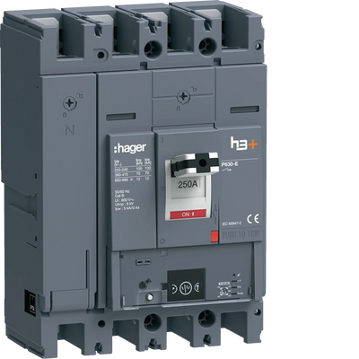 Leistungsschalter h3+ P630 Energy 4P4D N0-50-100% 250A 70kA FTC | Hager
