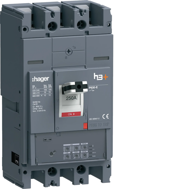 Leistungsschalter h3+ P630 LSI 3P3D 250A 70kA FTC | Hager