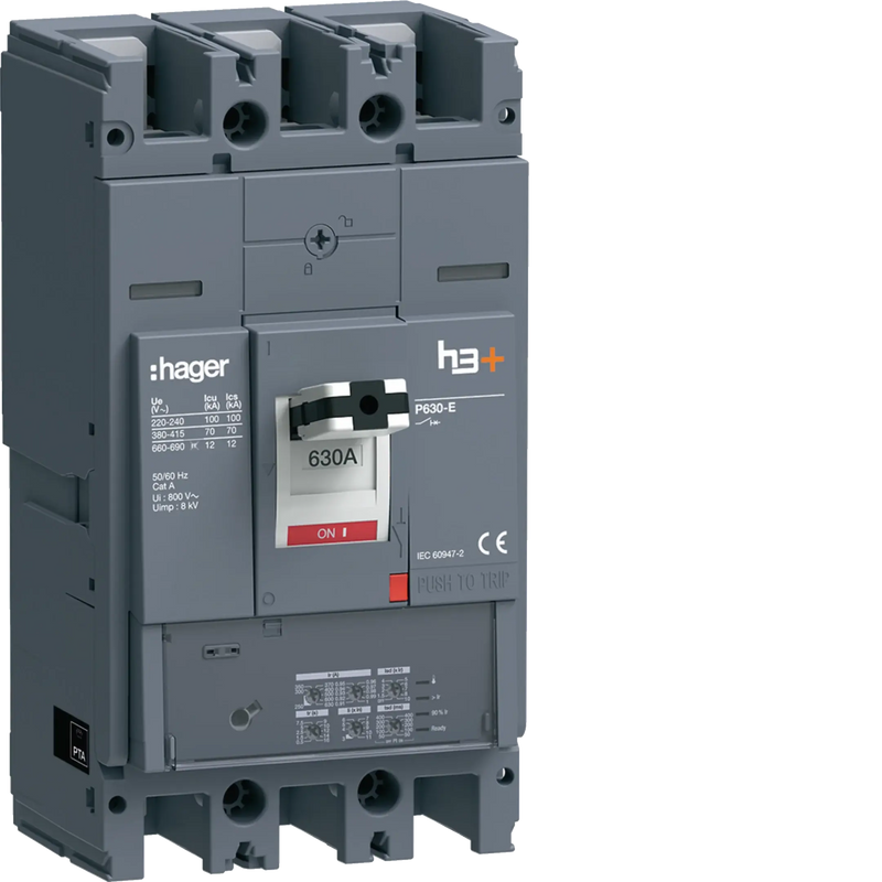 Leistungsschalter h3+ P630 LSI 3P3D 630A 70kA FTC | Hager