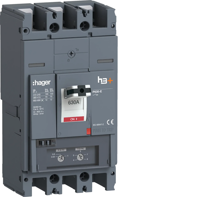 Leistungsschalter h3+ P630 TM 3x630A 70kA | Hager