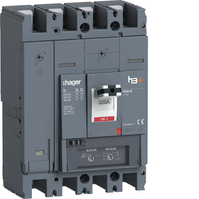 Leistungsschalter h3+ P630 TM 4x320A 70kA | Hager