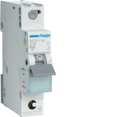 Leitungsschutzschalter 1 polig 6kA C-Charakteristik 16A Quick Connect 1 Modul | Hager