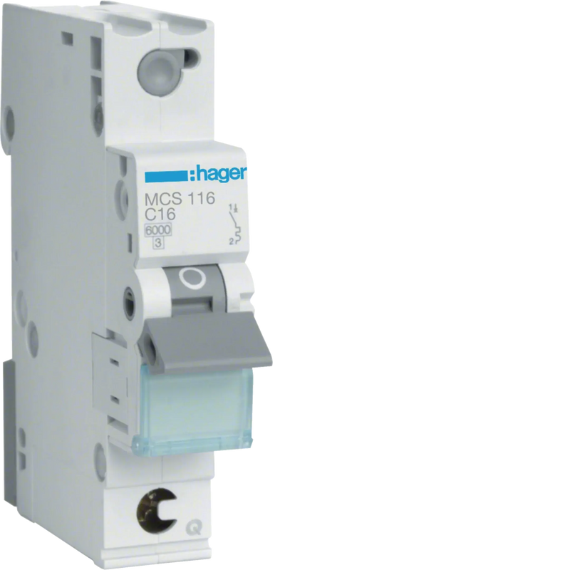 Leitungsschutzschalter 1 polig 6kA C-Charakteristik 16A Quick Connect 1 Modul | Hager