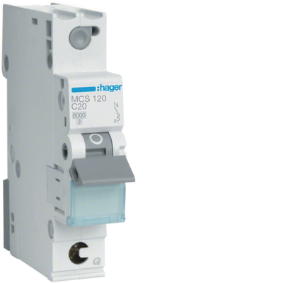 Leitungsschutzschalter 1 polig 6kA C-Charakteristik 20A QuickConnect 1 Modul | Hager