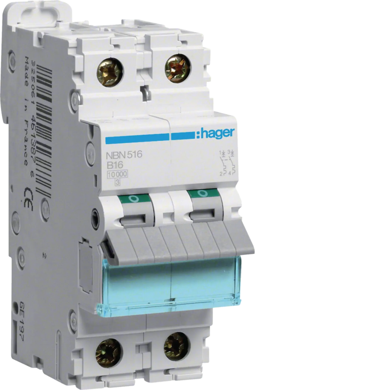 Leitungsschutzschalter 1P+N 10kA/15kA B-16A 2M | Hager