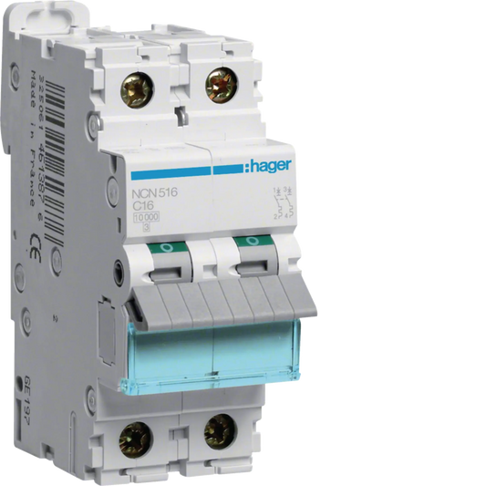 Leitungsschutzschalter 1P+N 10kA/15kA C-16A 2M | Hager