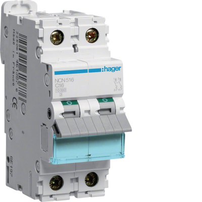 Leitungsschutzschalter 1P+N 10kA/15kA C-16A 2M | Hager