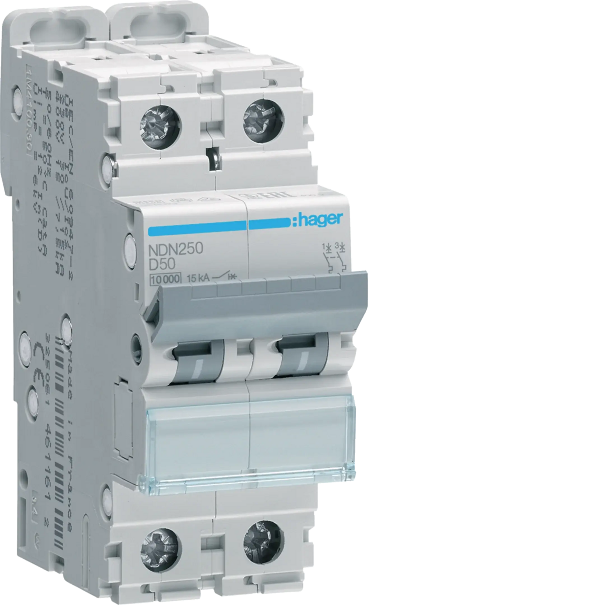 Leitungsschutzschalter 2 polig 10kA/15kA D-50A 2M | Hager