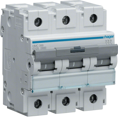 Leitungsschutzschalter 3 polig 15kA C-Charakteristik 125A 4.5 Module | Hager
