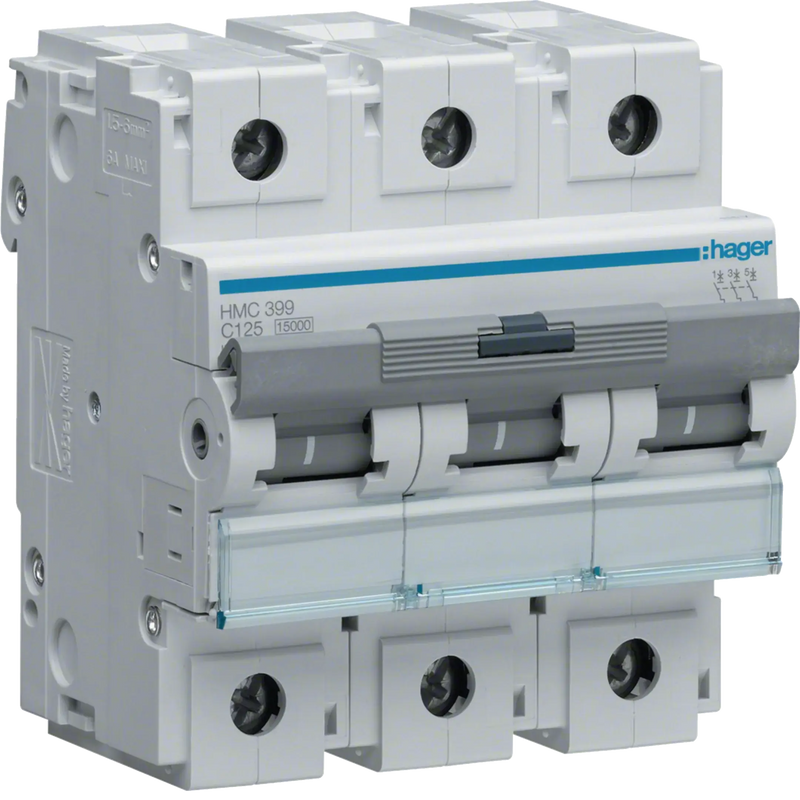 Leitungsschutzschalter 3 polig 15kA C-Charakteristik 125A 4.5 Module | Hager