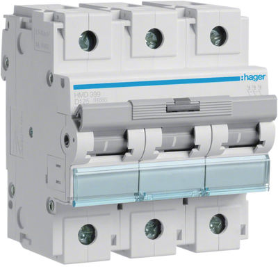 Leitungsschutzschalter 3 polig 15kA D-Charakteristik 125A 4.5 Module | Hager