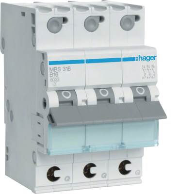 Leitungsschutzschalter 3 polig 6kA B-Charakteristik 16A Quick Connect 3 Module | Hager