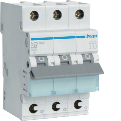 Leitungsschutzschalter 3 polig 6kA C-Charakteristik 32A QuickConnect 3 Module | Hager