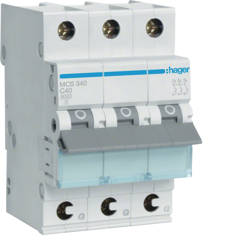Leitungsschutzschalter 3 polig 6kA C-Charakteristik 40A QuickConnect 3 Module | Hager