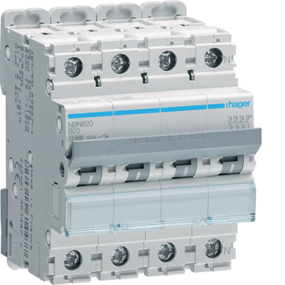 Leitungsschutzschalter 3P+N 10kA/15kA B-20A 4M | Hager