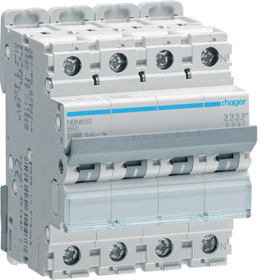 Leitungsschutzschalter 3P+N 10kA/15kA B-50A 4M | Hager