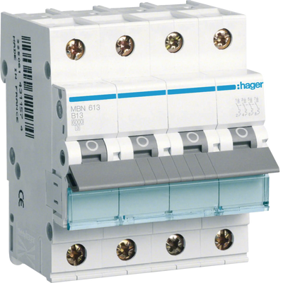 Leitungsschutzschalter 3P+N 6kA B-Charakteristik 13A 4 Module | Hager