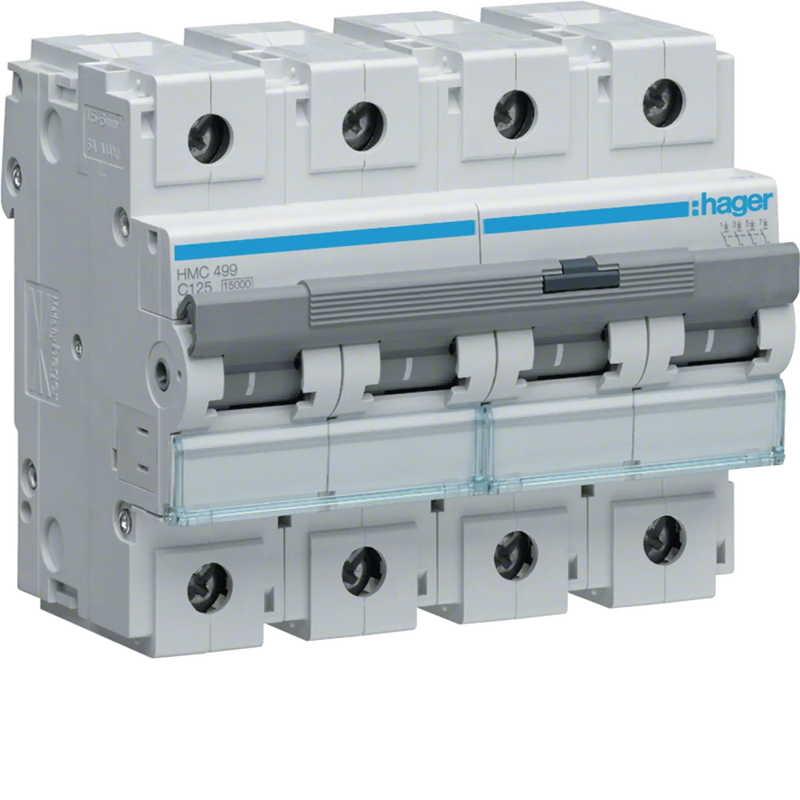 Leitungsschutzschalter 4 polig 15kA C-Charakteristik 125A 6 Module | Hager