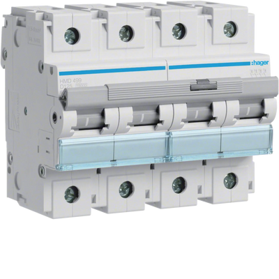 Leitungsschutzschalter 4 polig 15kA D-Charakteristik 125A 6 Module | Hager