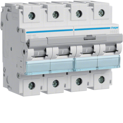 Leitungsschutzschalter 4 polig 15kA D-Charakteristik 80A 6 Module | Hager