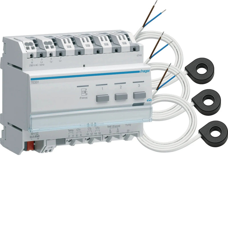 Messwertgeber KNX für 3 Stromkreise mit 3 Wandlern | Hager