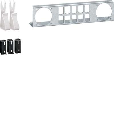Multimedia Kit,Patch-Panel, Geräte- u. Kabelhalter, für 2x Steckdose | Hager
