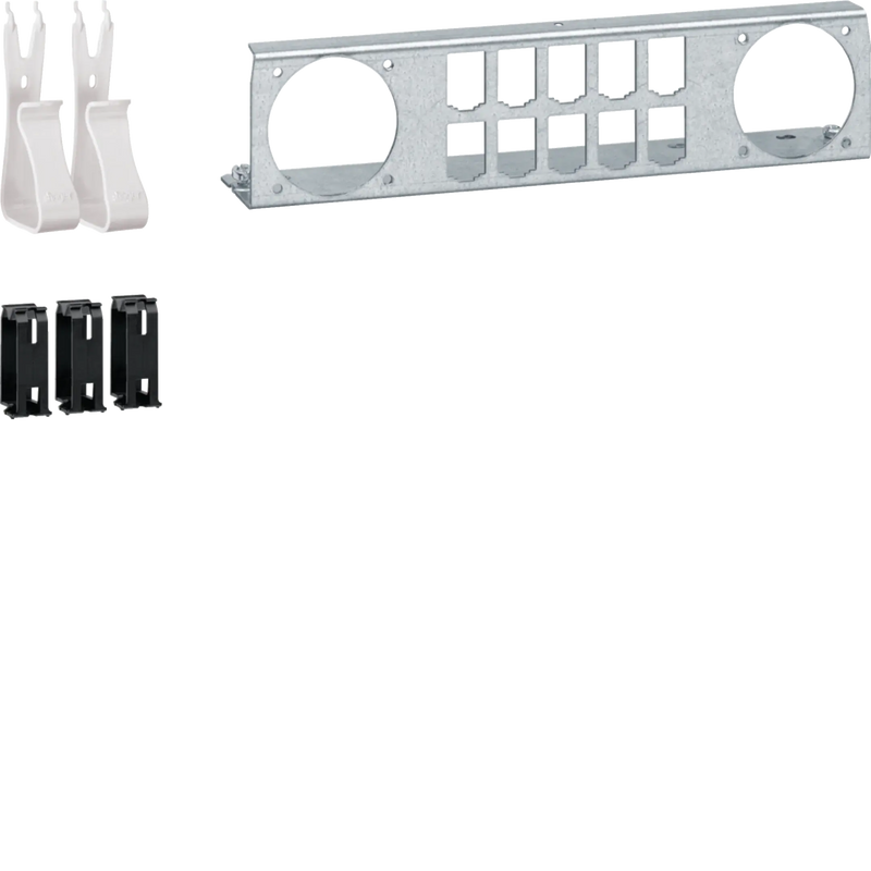 Multimedia Kit,Patch-Panel, Geräte- u. Kabelhalter, für 2x Steckdose | Hager