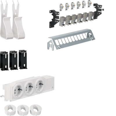 Multimedia Kit,univers,m.3xSteckdose,12xPatchPanel m.6xRJ45,Geräte-u.Kabelhalter | Hager