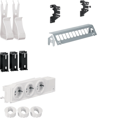 Multimedia Kit,univers,m.3xSteckdose,12xPatchPanel ohneRJ45,Geräte-u.Kabelhalter | Hager