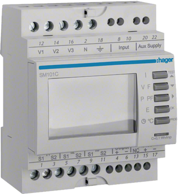 Multimessgerät, 3ph, über Wandlermessung, RS485 Schnittstelle, Messung U,I,P,Q,S | Hager