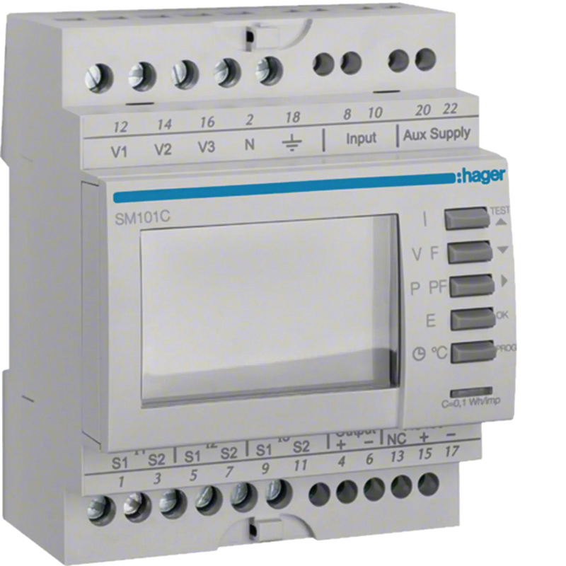 Multimessgerät, 3ph, über Wandlermessung, RS485 Schnittstelle, Messung U,I,P,Q,S | Hager