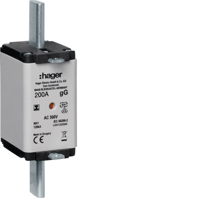 NH-Sicherungseinsatz NH1 gG 500V 200A  Kombi-Melder mit isolierter Grifflasche | Hager