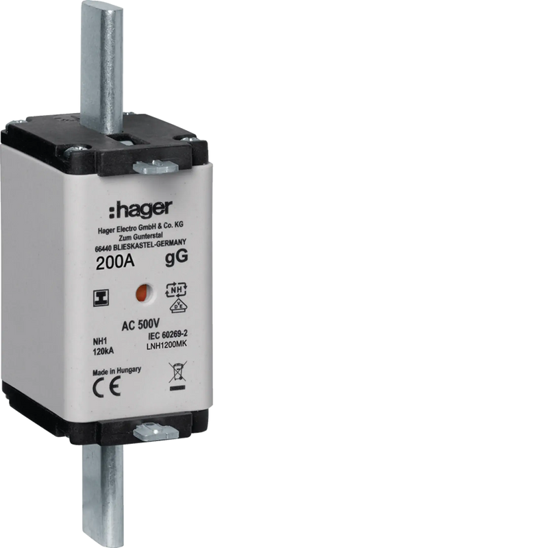 NH-Sicherungseinsatz NH1 gG 500V 200A  Kombi-Melder mit isolierter Grifflasche | Hager