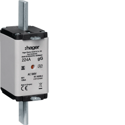 NH-Sicherungseinsatz NH1 gG 500V 224A  Kombi-Melder mit isolierter Grifflasche | Hager