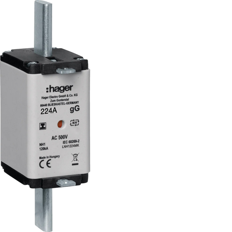 NH-Sicherungseinsatz NH1 gG 500V 224A  Kombi-Melder mit isolierter Grifflasche | Hager