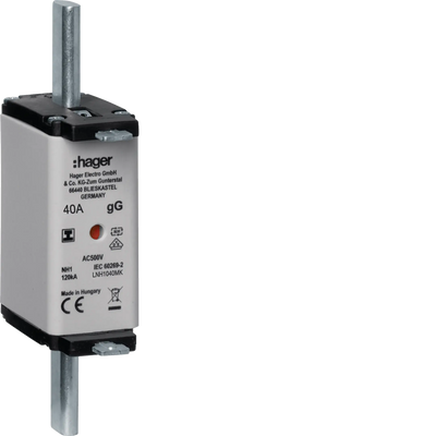 NH-Sicherungseinsatz NH1C gG 500V 40A Kombi-Melder mit isolierter Grifflasche | Hager