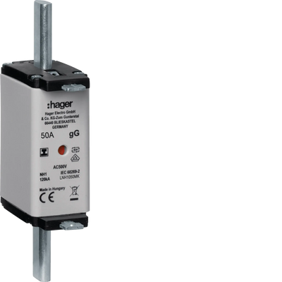 NH-Sicherungseinsatz NH1C gG 500V 50A Kombi-Melder mit isolierter Grifflasche | Hager